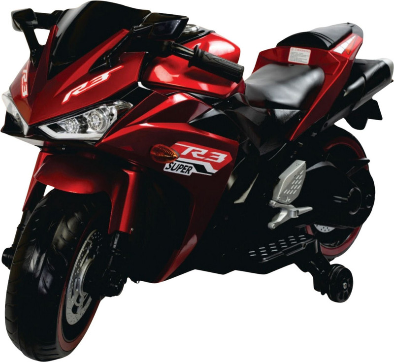 Keppz Sports Ride-On Bike LED Lights, Music & Support Wheels (R3) Bike Battery Operated Ride On(Red)