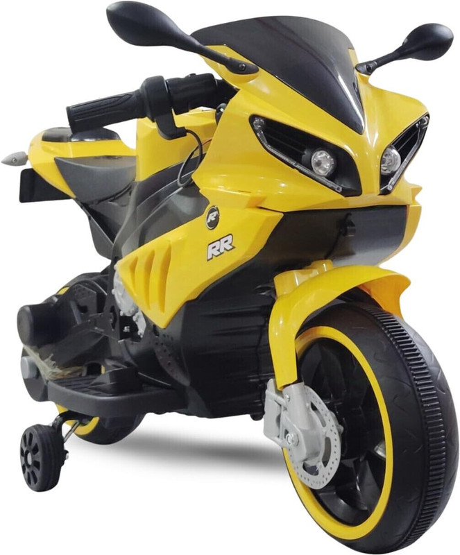 SCRISHOT RR Bike for Kids 1 to 5 Years with Foot Accelerator Bike Battery Operated Ride On(Black, Yellow)