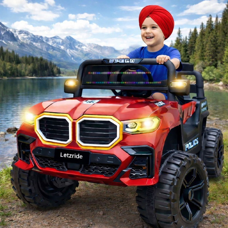 letzride Kids Electric Ride On Car with LED Lights Music Battery Operated SUV Toy Car Jeep Battery Operated Ride On(Red)