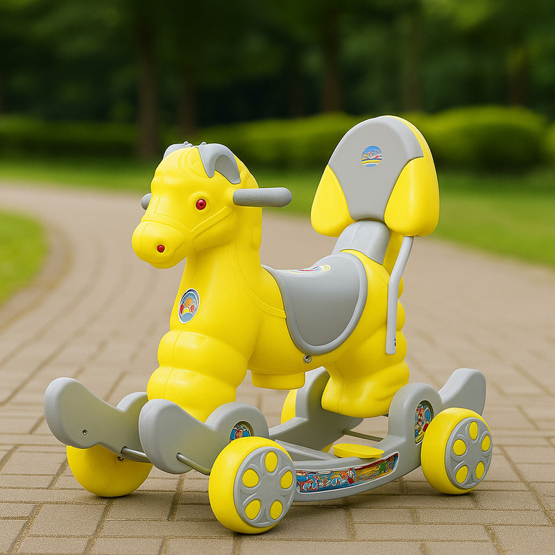 Fun Ride Horse Ride On for Kids - Murphy Super 2-in-1 Rideons & Wagons Non Battery Operated Ride On(Yellow)