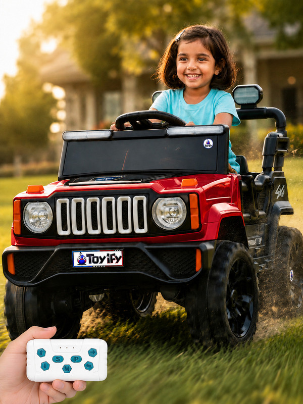Toyify 4x4 Driving Car for Kids Remote Control With Music & Light 1-5(Years) Years Jeep Battery Operated Ride On(Red)