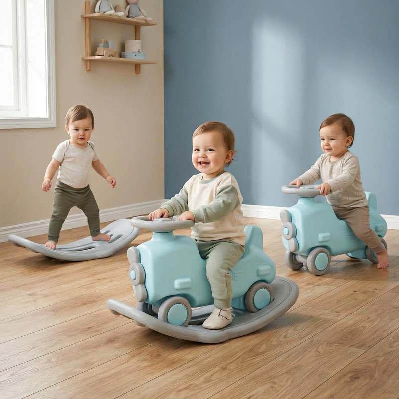 baybee 3 in 1 Ride on Cars for Kids |Indoor Push Ride on Car with Safety Backrest Rideons & Wagons Non Battery Operated Ride On(Green)