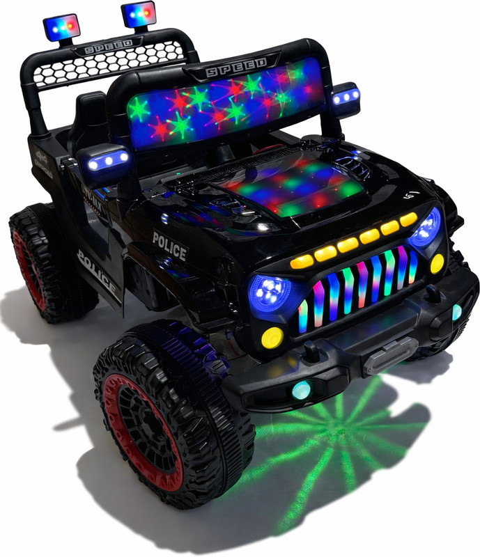Attire Police Commander 12V 4x4 Ride-On Jeep with Remote Control Jeep Battery Operated Ride On(Black)