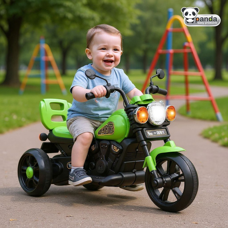 PANDA BABY PRODUCTS Goldving 3-Wheel Electric Bike with Music, Lights Bike Battery Operated Ride On(White)
