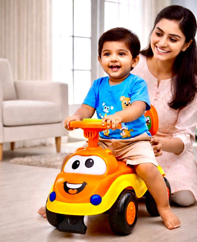 mama luv mee Magic Rider with Music for Kids 1 to 3 years | Upto 25kgs Car Non Battery Operated Ride On(Multicolor)