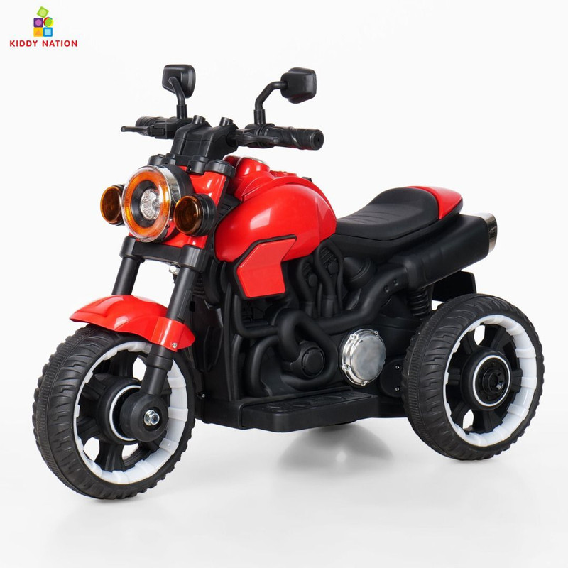 Kiddy Nation Venom Rechargeable Electric Bike for Kids with Bluetooth, Music & Lights | Bike Battery Operated Ride On(Red, Black)