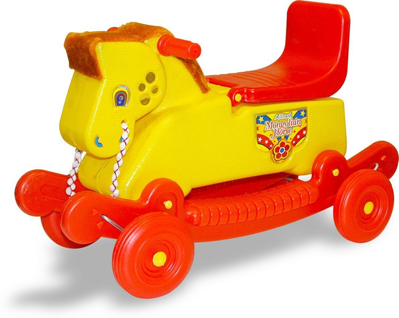 Smiley Bell ROCKING HORSE RIDER FOR KIDS Rideons & Wagons Non Battery Operated Ride On(Red, Yellow)