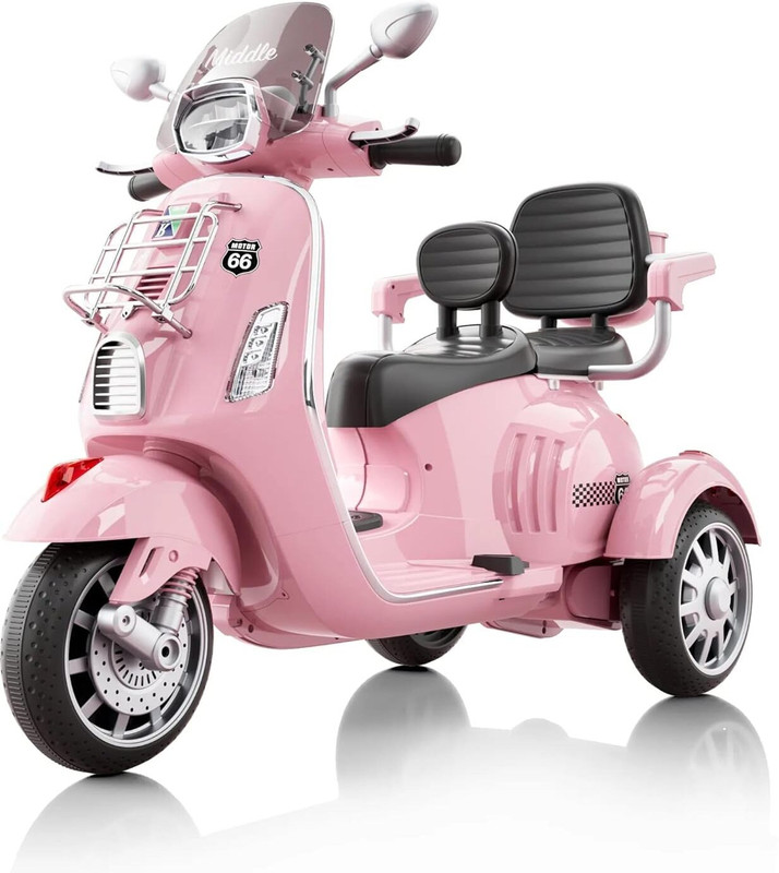 SUNNIVA Dual seater kids scooter battery bike for kids Vespa style ride on kids toy Scooter Battery Operated Ride On(Pink)