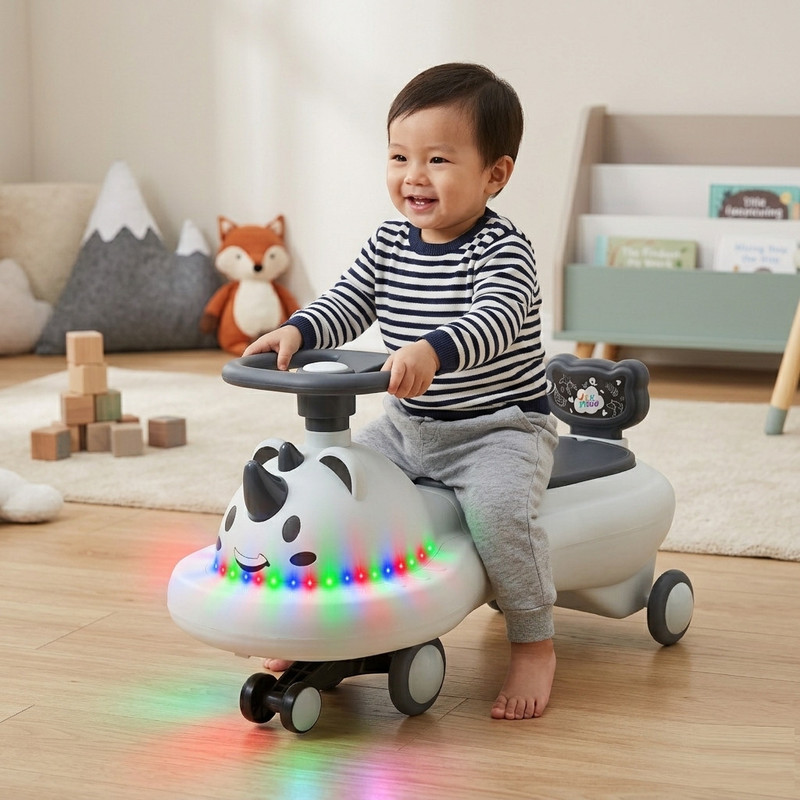 JoyRide Alligator Swing Car | Magic Car Toys for Kids Girl & Boy| Dashing Lights & Music Rideons & Wagons Non Battery Operated Ride On(Black)