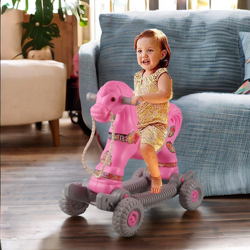 toyprofessor Baby Horse Rider for Kids 1-5 Years Birthday Gift for Kids Scooter Non Battery Operated Ride On(Pink)