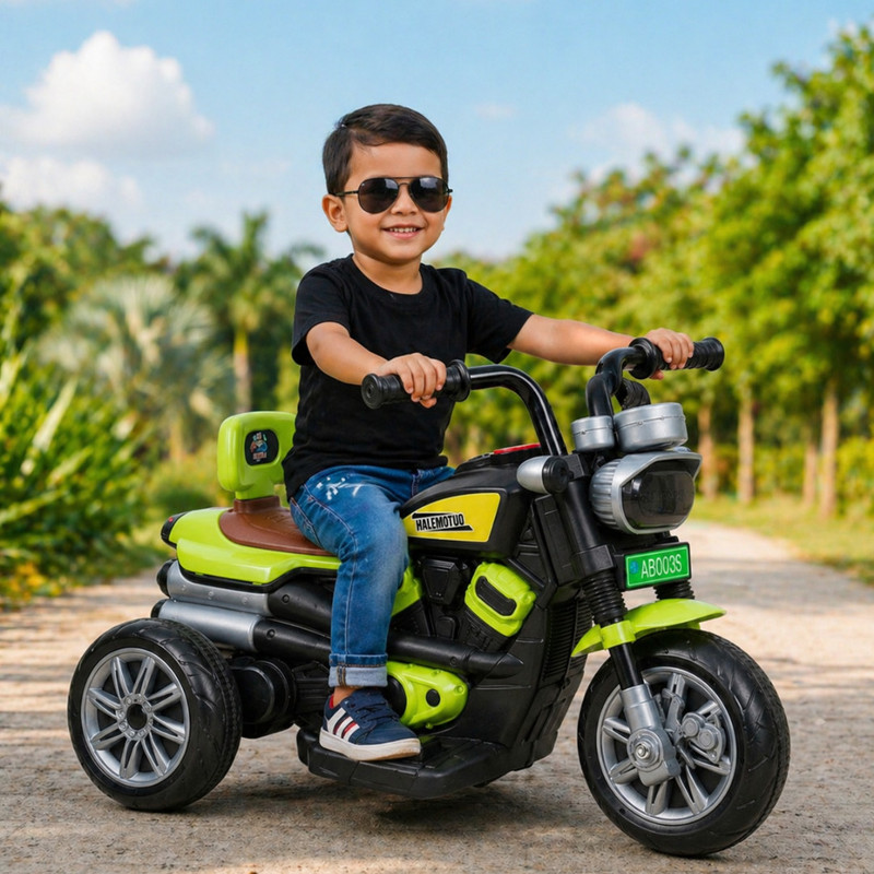A+13 TOYS Haleimotuo Electric Ride-On Bike with Music, USB & Foot Accelerator 2-5 Years Bike Battery Operated Ride On(Green)