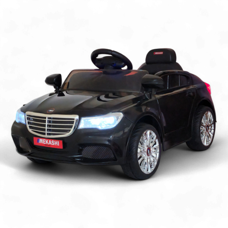 Mekashi Kids Electric Car with Remote, LED Lights & Music, Strong & Durable, Car Battery Operated Ride On(Black)
