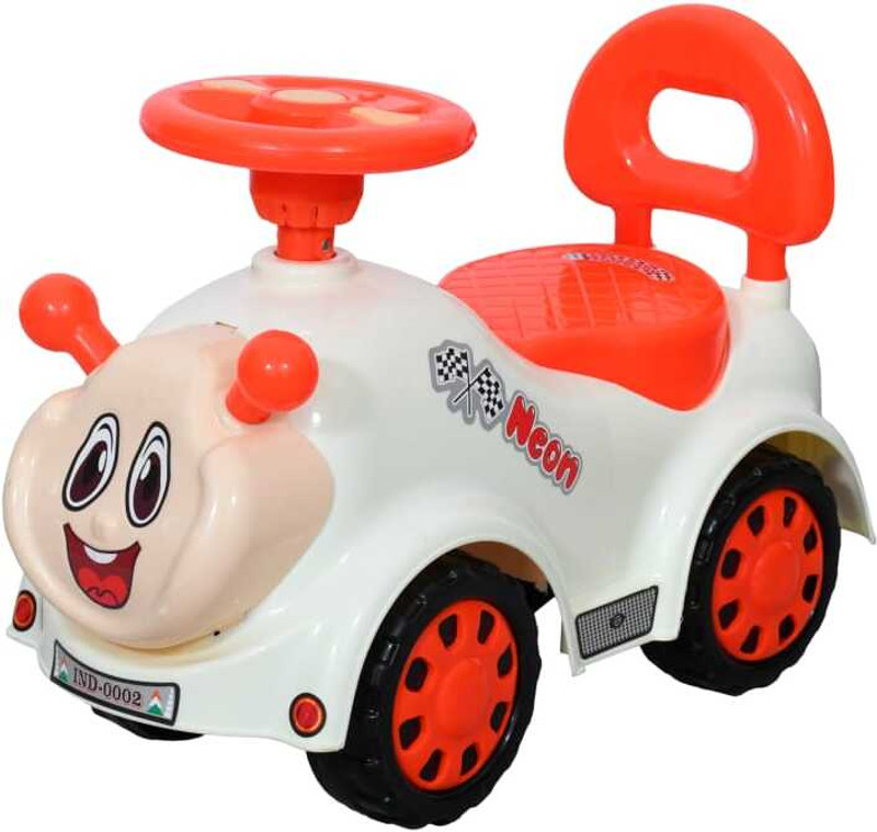 DANDLES Neon Push Car with Music, for kids 1 to 3 years upto 25 Kgs Under Big Wheels Car Non Battery Operated Ride On(White, Black)