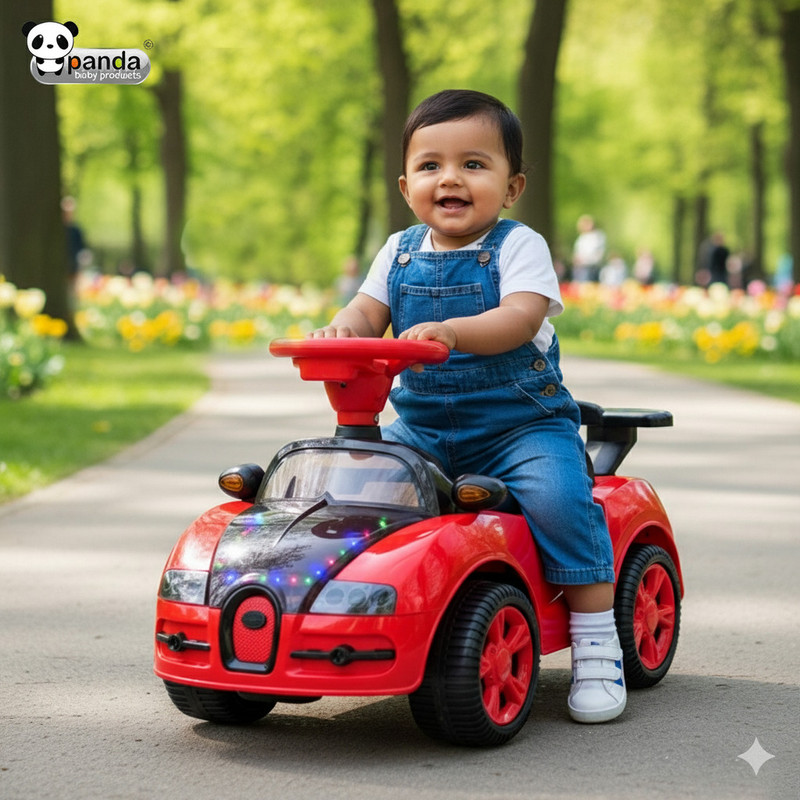 PANDA BABY PRODUCTS Buzz Rider Plus Baby Ride On Car with Music & Horn | Non-Battery Operated Car Car Non Battery Operated Ride On(Pink)