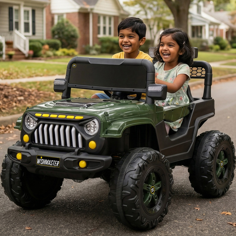 Wishmaster Child Battery Jeep Car (1–6 Years, Remote + Manual Drive) Jeep Battery Operated Ride On(White)