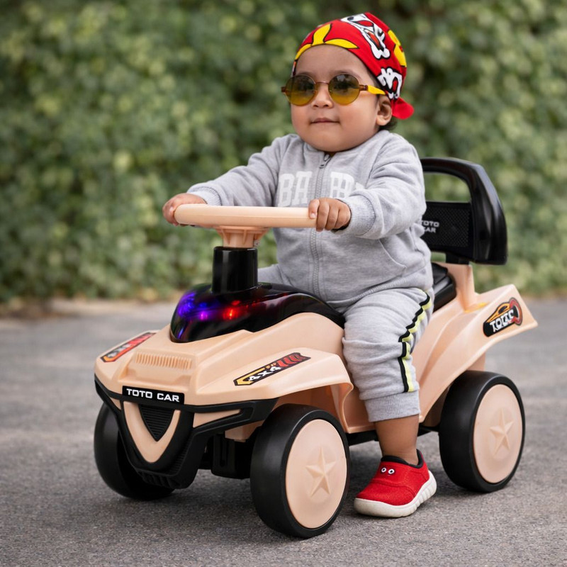 Stylezone Toto Rider Kids Push Ride-On Car with Horn & LED Lights (1–4 Years) Car Non Battery Operated Ride On(Orange)
