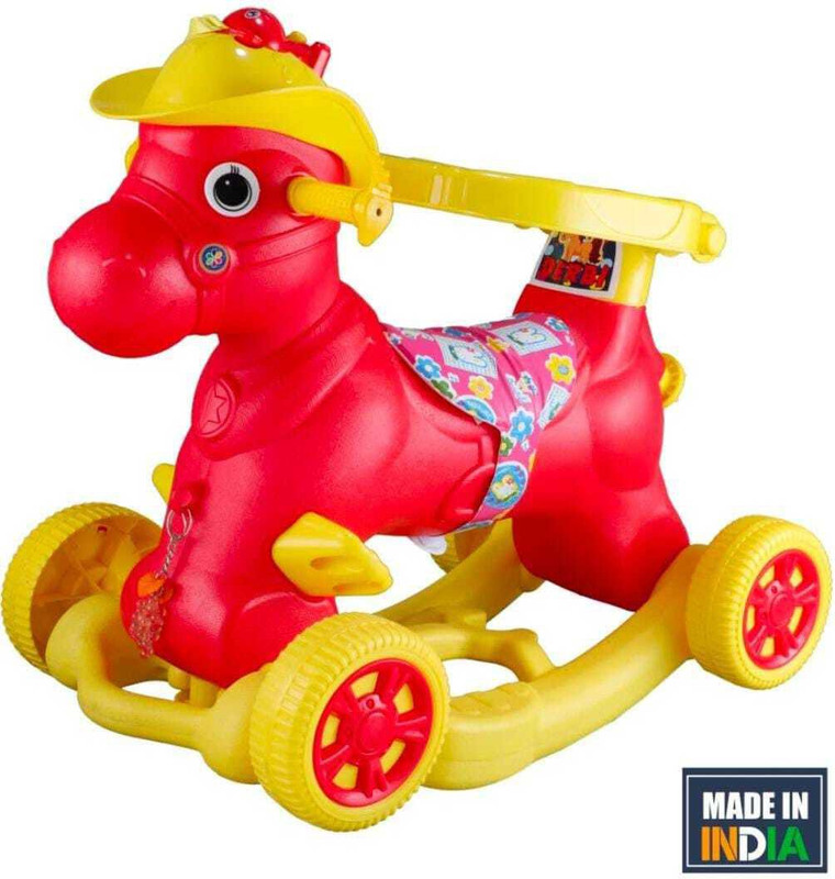 JoyRide Derbi 2-in-1 Rocking Horse Cum Ride On with Backrest 1 To 3 Years For Kids Push Rideons & Wagons Non Battery Operated Ride On(Red)