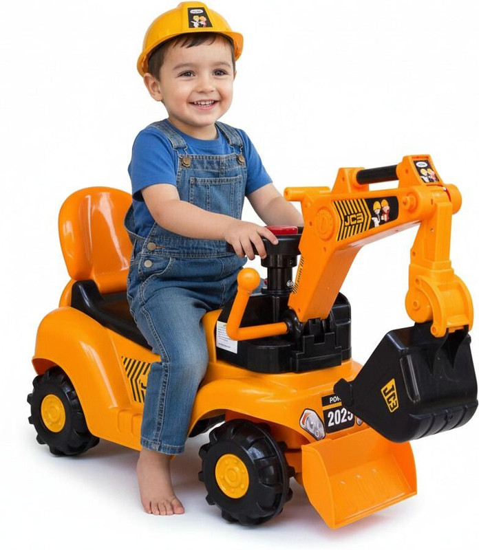 KIDONEX Ride On JCB car for Kids Rideons & Wagons Non Battery Operated Ride On(Yellow)