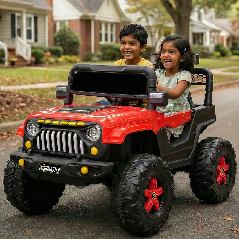 Wishmaster Child Battery Jeep Car (2–7 Years, Remote + Manual Drive) Jeep Battery Operated Ride On(Black)