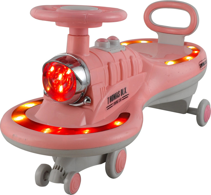 JoyRide Thomas DLX Light-Up Magic Car |Toy for Kids| Lights, Music & 360° Swivel Wheels Rideons & Wagons Non Battery Operated Ride On(Red)