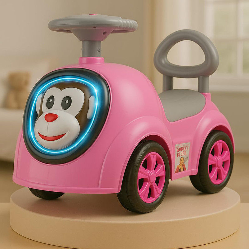 Pixie Daisy Monkey Fun Ride-On Car children vehicle for kids Push scooter Music ride on toy Scooter Non Battery Operated Ride On(Multicolor)