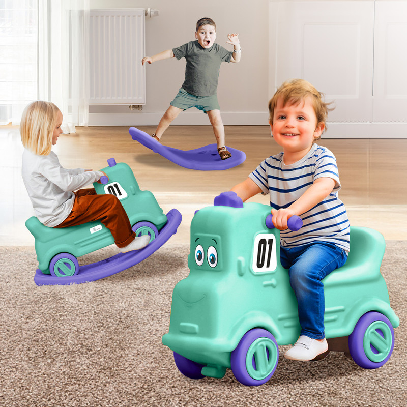 R for Rabbit Rock N Ride Push Ride-on for Kids with Injury Free Round Edges and Silent Wheels Rideons & Wagons Non Battery Operated Ride On(Green, Purple)