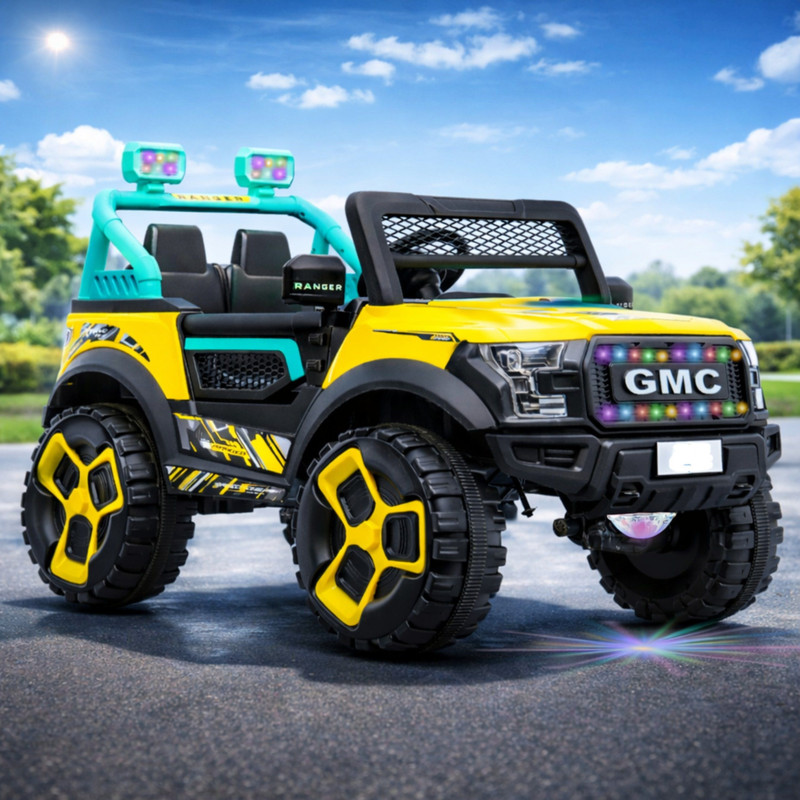 Little lions 12V Battery Jeep for Kids with RGB Lights, Music & Dual Motor Ride-On Toy Jeep Battery Operated Ride On(Multicolor)