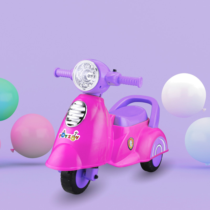 Toyzoy Kids Manual Push Scooter with Music & Lights | Toddler Ride-On for Kids 2+Years Scooter Non Battery Operated Ride On(Pink, Purple)