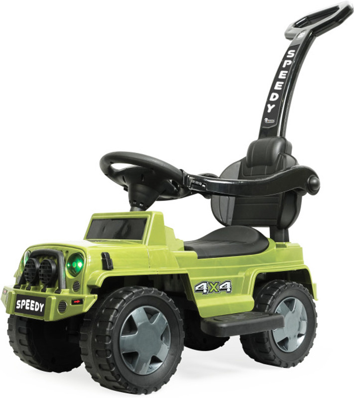 JoyRide Jeep+ Speedy RideOn for Kids with Music Back Support,Safety Arms,Parental Handle(Green)