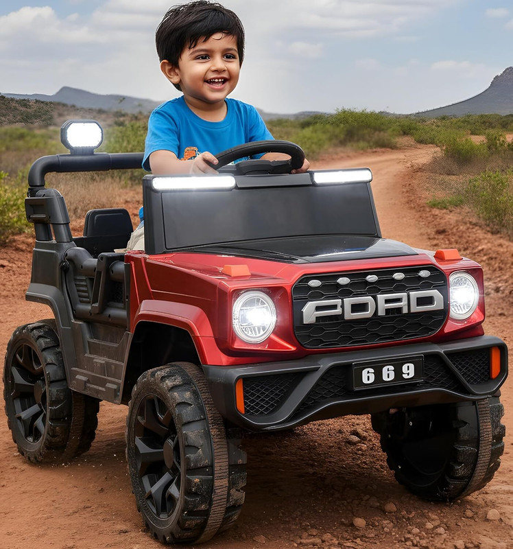 SUNNIVA Kids 4x4 Off-Road Battery Operated Ride-On Jeep with Parental Remote Control Bike Battery Operated Ride On(Red)