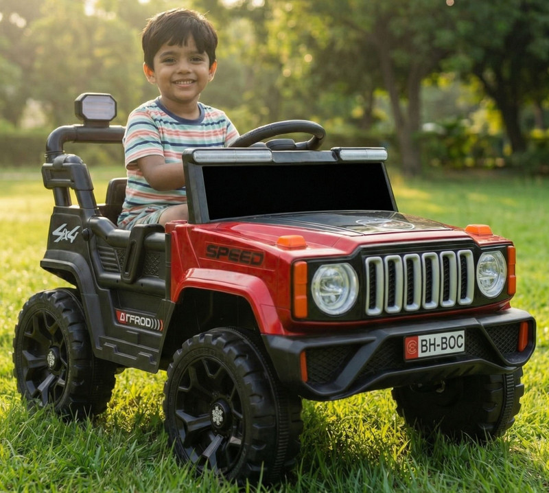 Toyify 4x4 Off Road Car for Kids Remote + Manual | Thar Car Electric | Kids Car battery Jeep Battery Operated Ride On(Red)