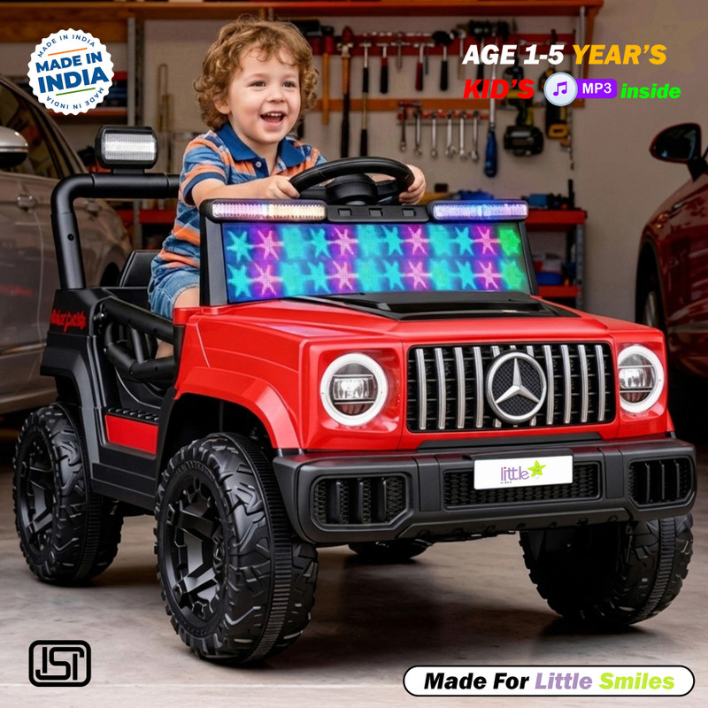 LITTLE RIDES 4x4 Motor Hummer | Manual & Remote Car for Kids + RGB Lights (Age 1-6 yrs) Jeep Battery Operated Ride On(Red)
