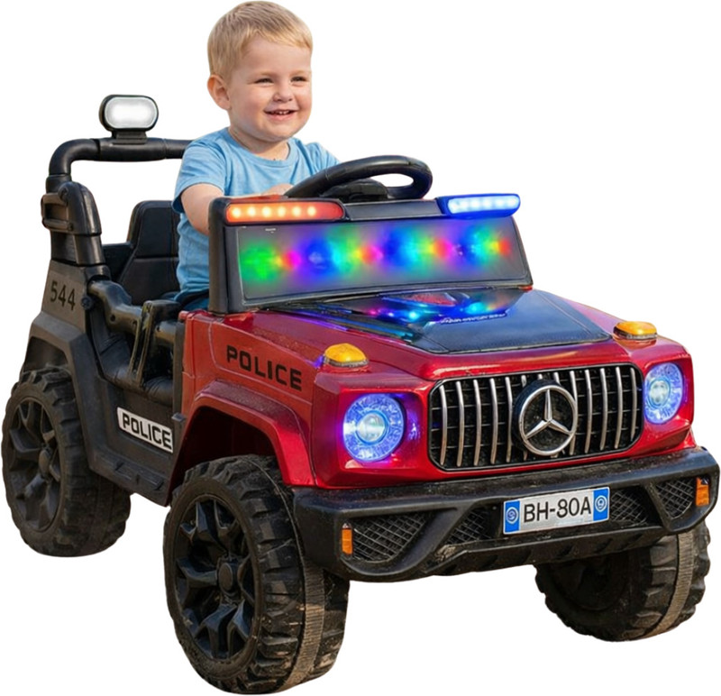 Attire Powerful 4x4 Kids Ride-On Jeep with LED Lights & Built-in Music Jeep Battery Operated Ride On(Red)