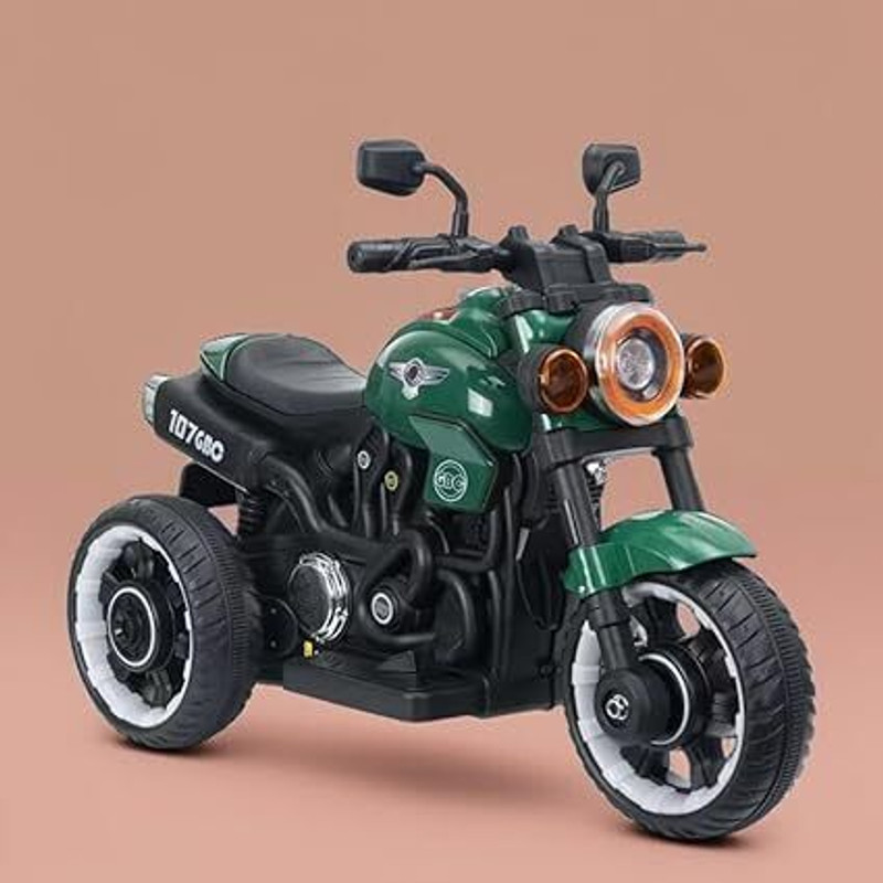 Ayaan Toys Battery Operated Electric Ride On Motorcycle for Kids Music Panel USB Bike Battery Operated Ride On(Green)