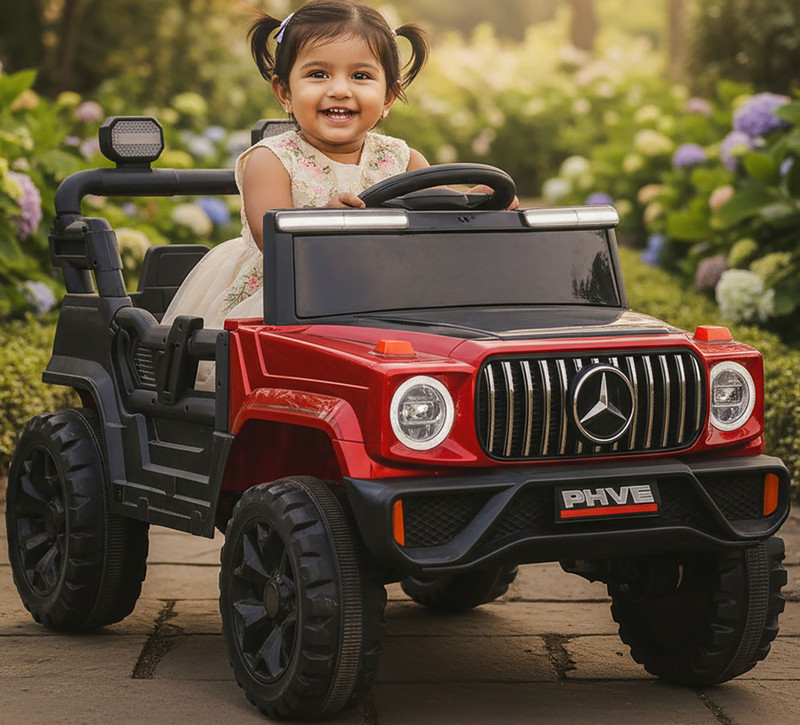 Trenzo Rambo 4x4 Motor Hummer Electric Jeep | Manual & Remote Control (1-6 yrs) Kids Car Battery Operated Ride On(Black)