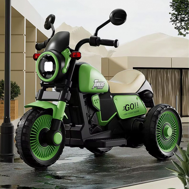 Miss & Chief Battery Operated Harley Bike for Kids Foot Accelerator & Music with LED Light Bike Battery Operated Ride On(Black, Green)