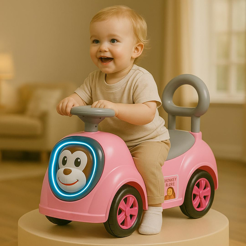 SKEDIZ Rideon for kids, Baby Car, Push Car for baby with Horn, Backrest Car Rideons & Wagons Non Battery Operated Ride On(Pink)