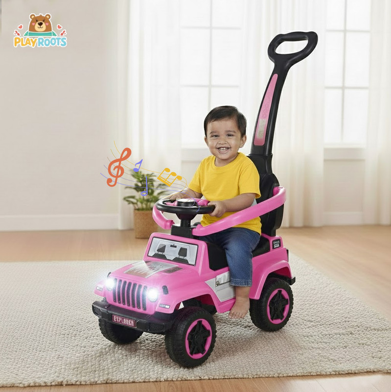 Playroot JIPSY Plus Kids Ride On Jeep with Parental Handle, Light, Music & Safety Bar Jeep Battery Operated Ride On(Red)