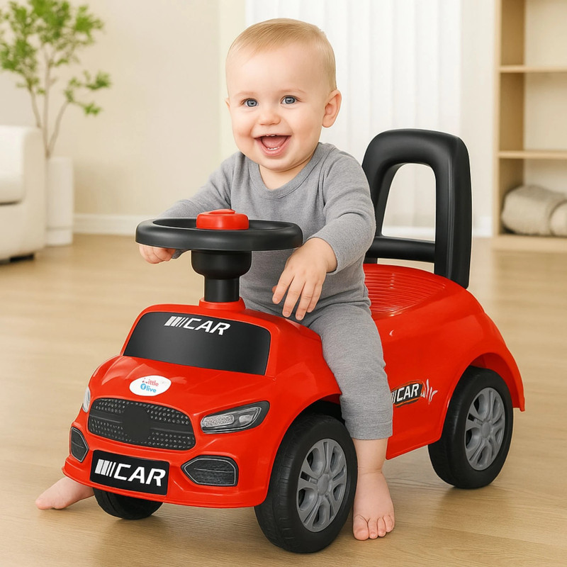 Little Olive Mini Car For Kids upto 6months - 2years Rideons & Wagons Non Battery Operated Ride On(Red, Silver, Black)