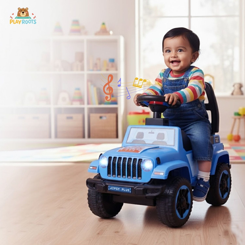 Playroot Ride On Car for Kids with Steering Wheel, Music & Backrest Jeep Battery Operated Ride On(Pink)