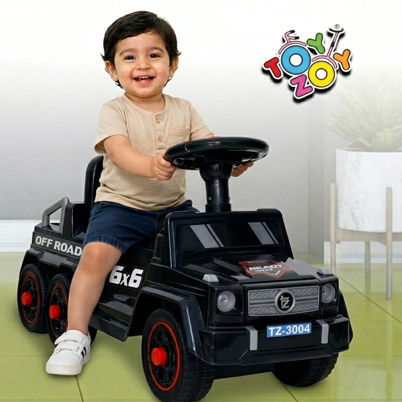 Toyzoy Starlight 6x6 Ride-on Car for Kids with Music & Light, Manual Jeep|Age2+Years Jeep Non Battery Operated Ride On(Black)