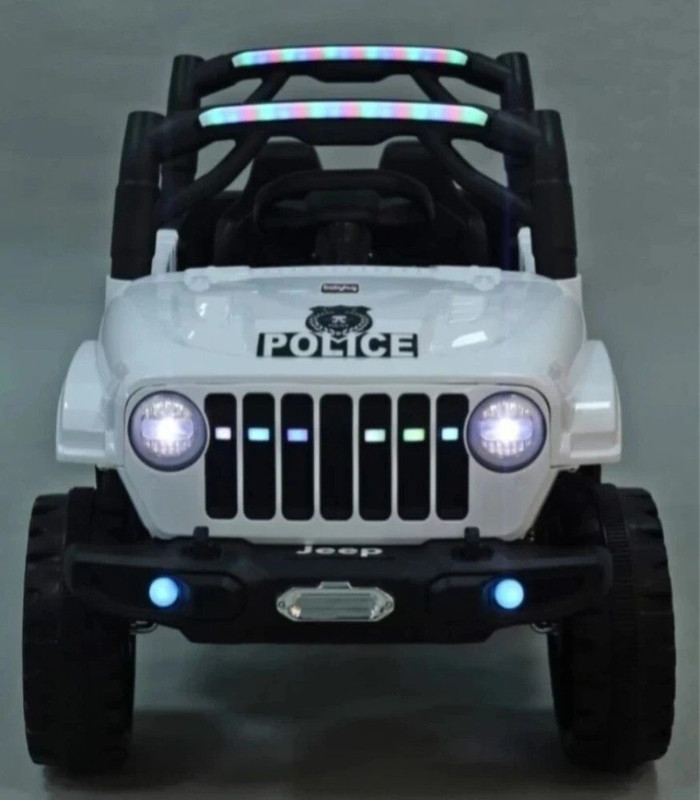 BROKKE New POLICE-6699-JEEP Rideons & Wagons Battery Operated Ride On(White)