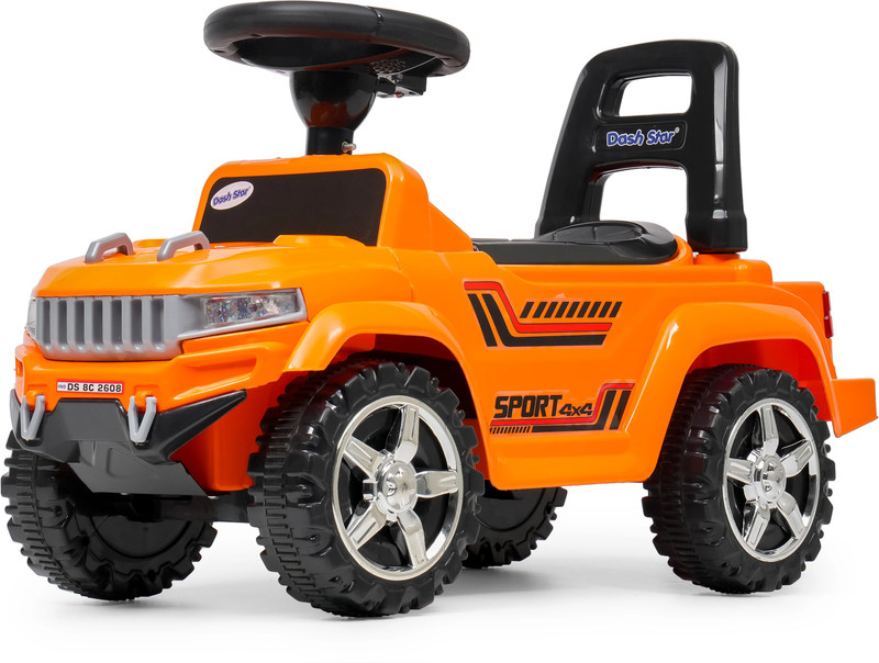 JoyRide Dstar Jeep4x4 Ride on Jeep for Kids |Music & Horn| Backrest Storage & Big Wheels Jeep Non Battery Operated Ride On(Black)
