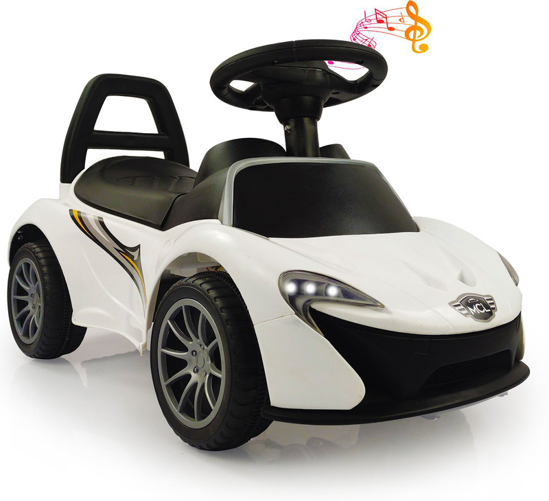 KIDBITKART Musical Ride On Push Car Light & Music,With Backrest for Kids 2-7 Years Car Non Battery Operated Ride On(White)