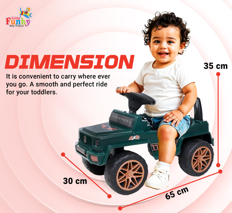 Little Funky Stylish Hummer Manual Push Car With Music & Light For Kids Car Non Battery Operated Ride On(Black, Green)