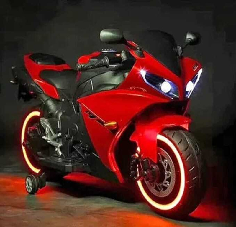 Kidscruser R1 Sports Ride on Bike for 2 to 7 Years Kids with 12V Battery & Music System Bike Battery Operated Ride On(Red)