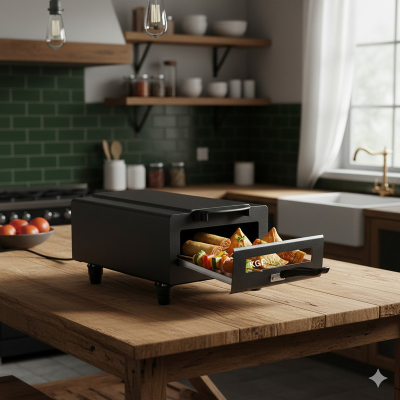 KGF Countertop 14 Inch 2000W Grill Oven with Even Heat Distribution for Home Cooking Electric Tandoor