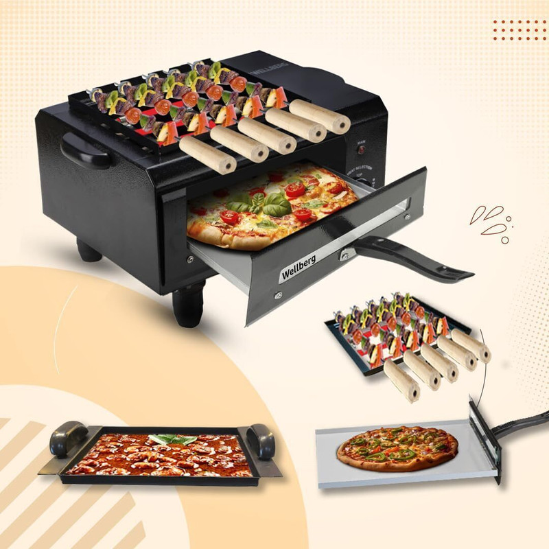 WELLBERG 3 in 1 Electric Tandoor : For Authentic Flavour Barbeque, Gravy DIshes Electric Tandoor