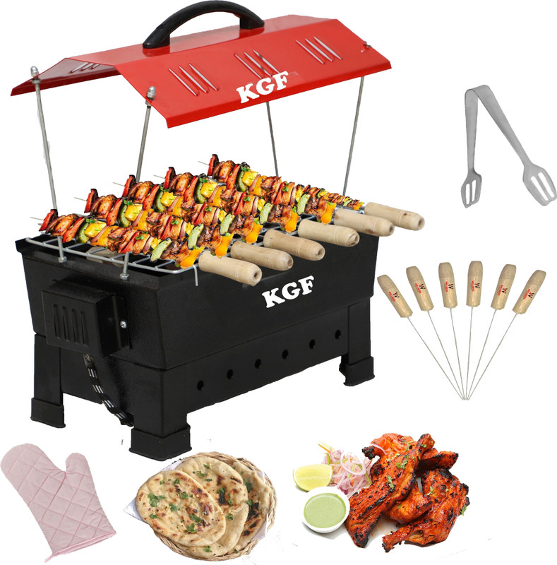KGF Versatile 2-in-1 1200W BBQ for Perfect Home Cooking Charcoal Grilling Charcoal & Electric Tandoor
