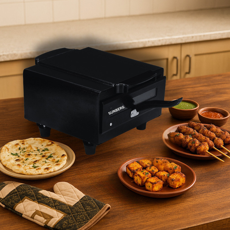 SUNBERG 10-Inch Heavy-Duty Cooking Appliance for Quick, Even Heating Daily Grilling Need Electric Tandoor
